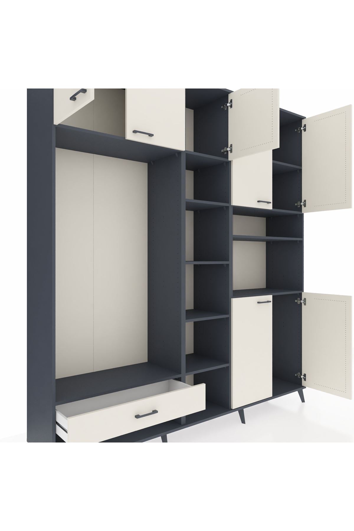 Hyperion Dolap 11 Raflı Tek Çekmeceli 7 Kapaklı 220x44x243 - S553M069V13B