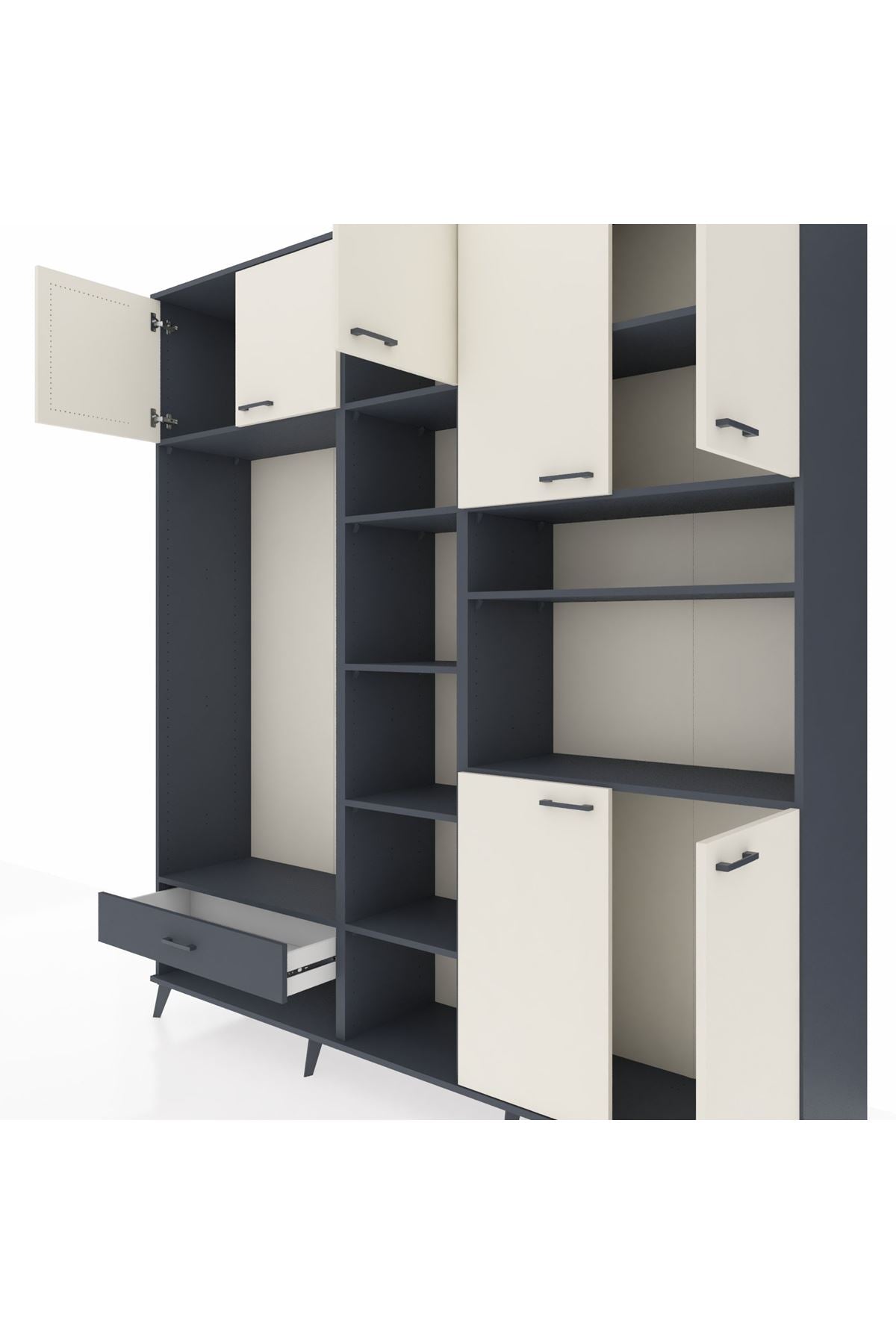 Hyperion Dolap 11 Raflı Tek Çekmeceli 7 Kapaklı 220x44x243 - S553M069V14B