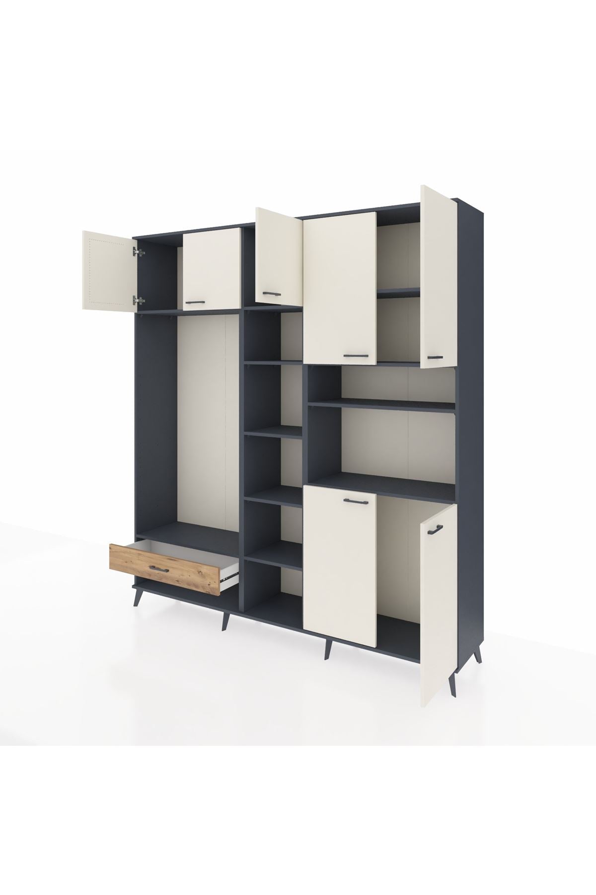 Hyperion Dolap 11 Raflı Tek Çekmeceli 7 Kapaklı 220x44x243 - S553M069V15B