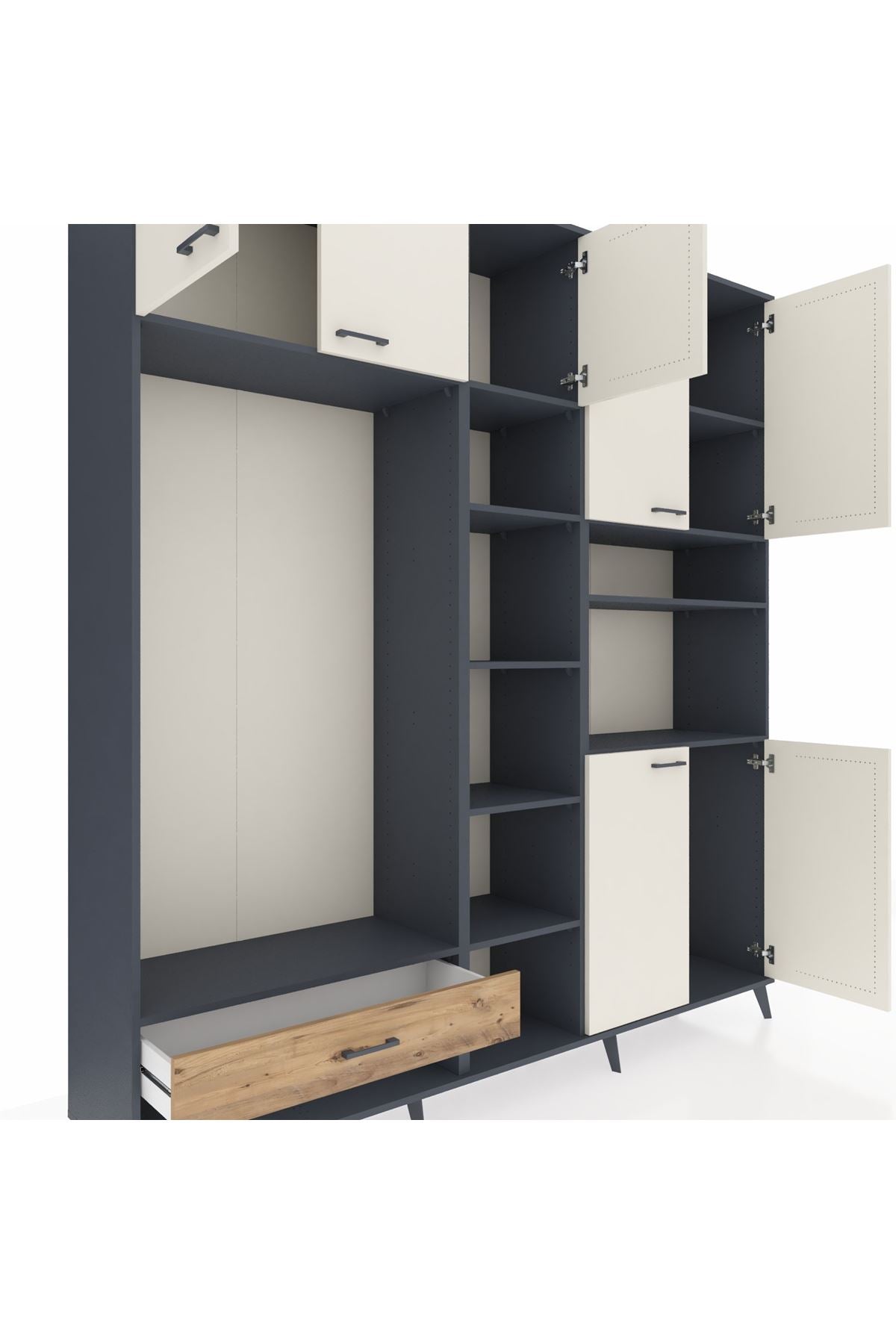 Hyperion Dolap 11 Raflı Tek Çekmeceli 7 Kapaklı 220x44x243 - S553M069V15B