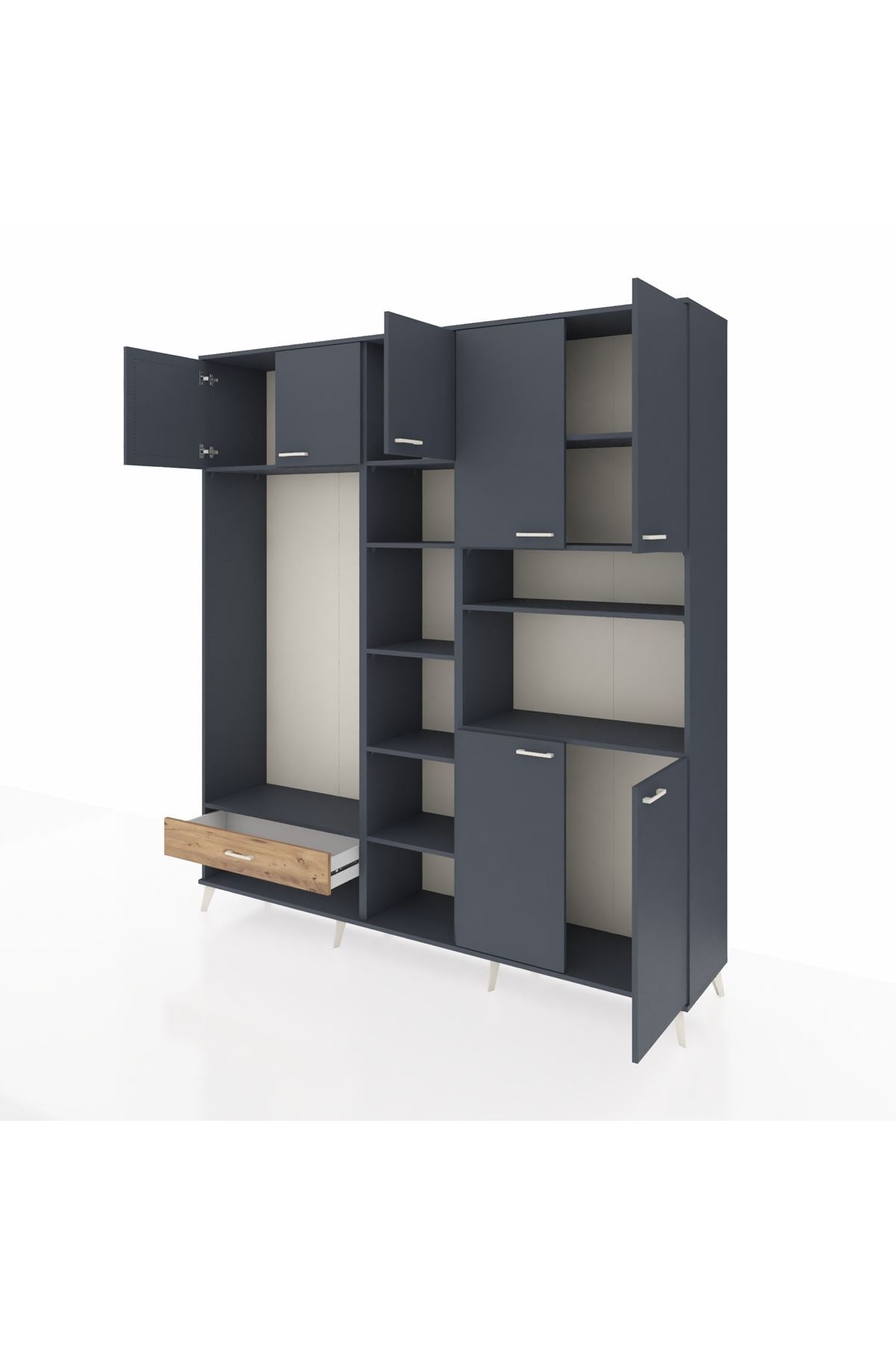 Hyperion Dolap 11 Raflı Tek Çekmeceli 7 Kapaklı 220x44x243 - S553M069V18B