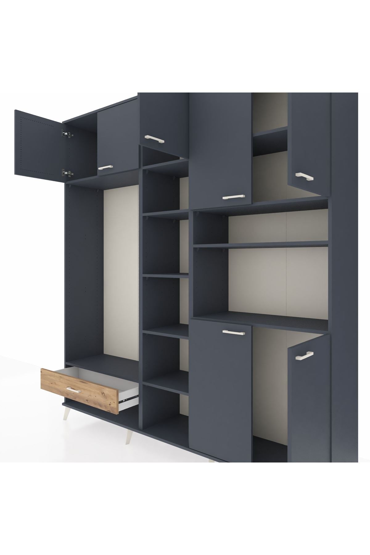 Hyperion Dolap 11 Raflı Tek Çekmeceli 7 Kapaklı 220x44x243 - S553M069V18B