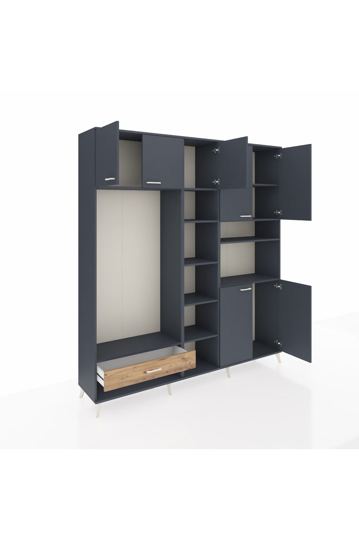 Hyperion Dolap 11 Raflı Tek Çekmeceli 7 Kapaklı 220x44x243 - S553M069V18B