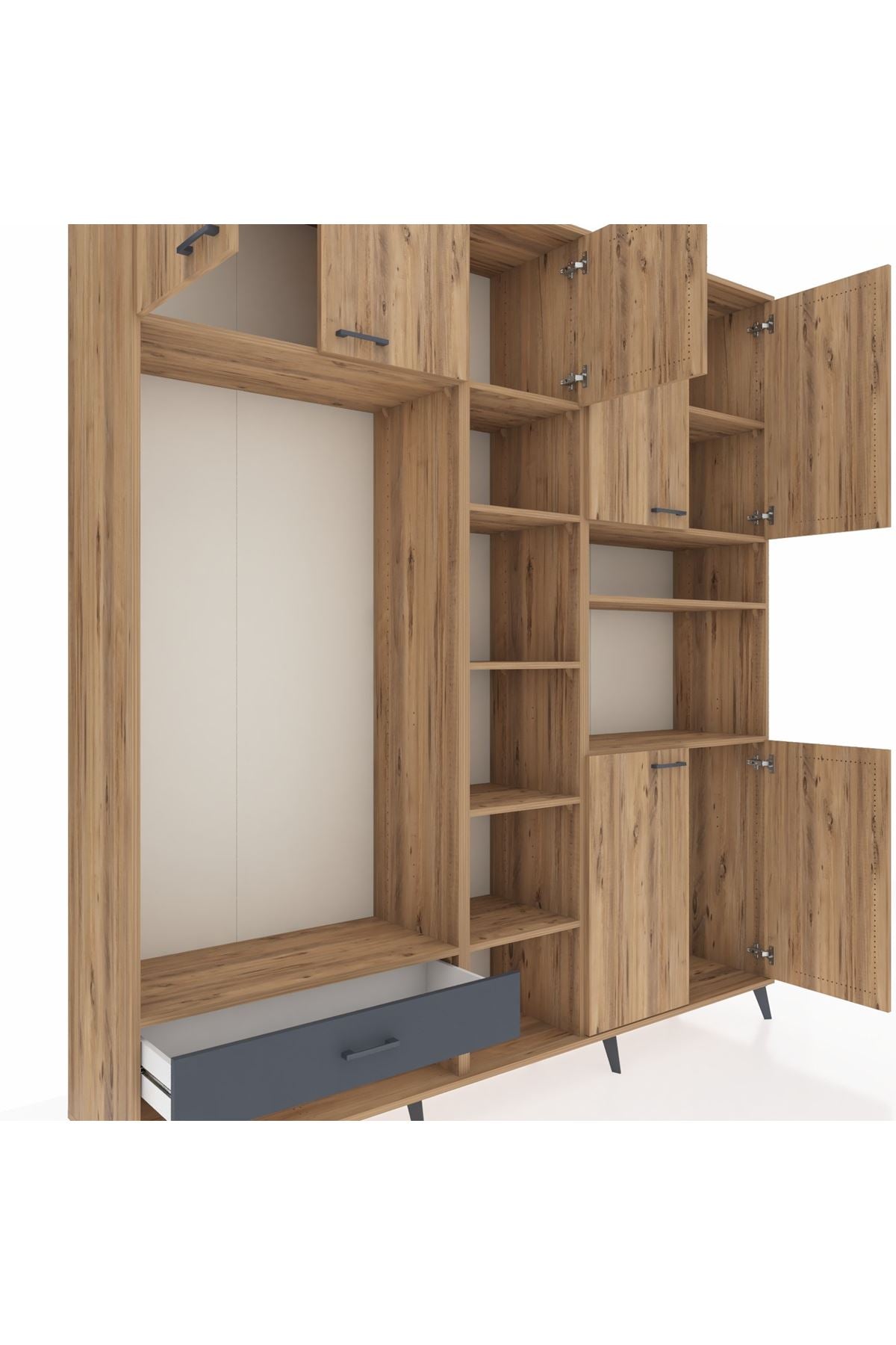 Hyperion Dolap 11 Raflı Tek Çekmeceli 7 Kapaklı 220x44x243 - S553M069V20B