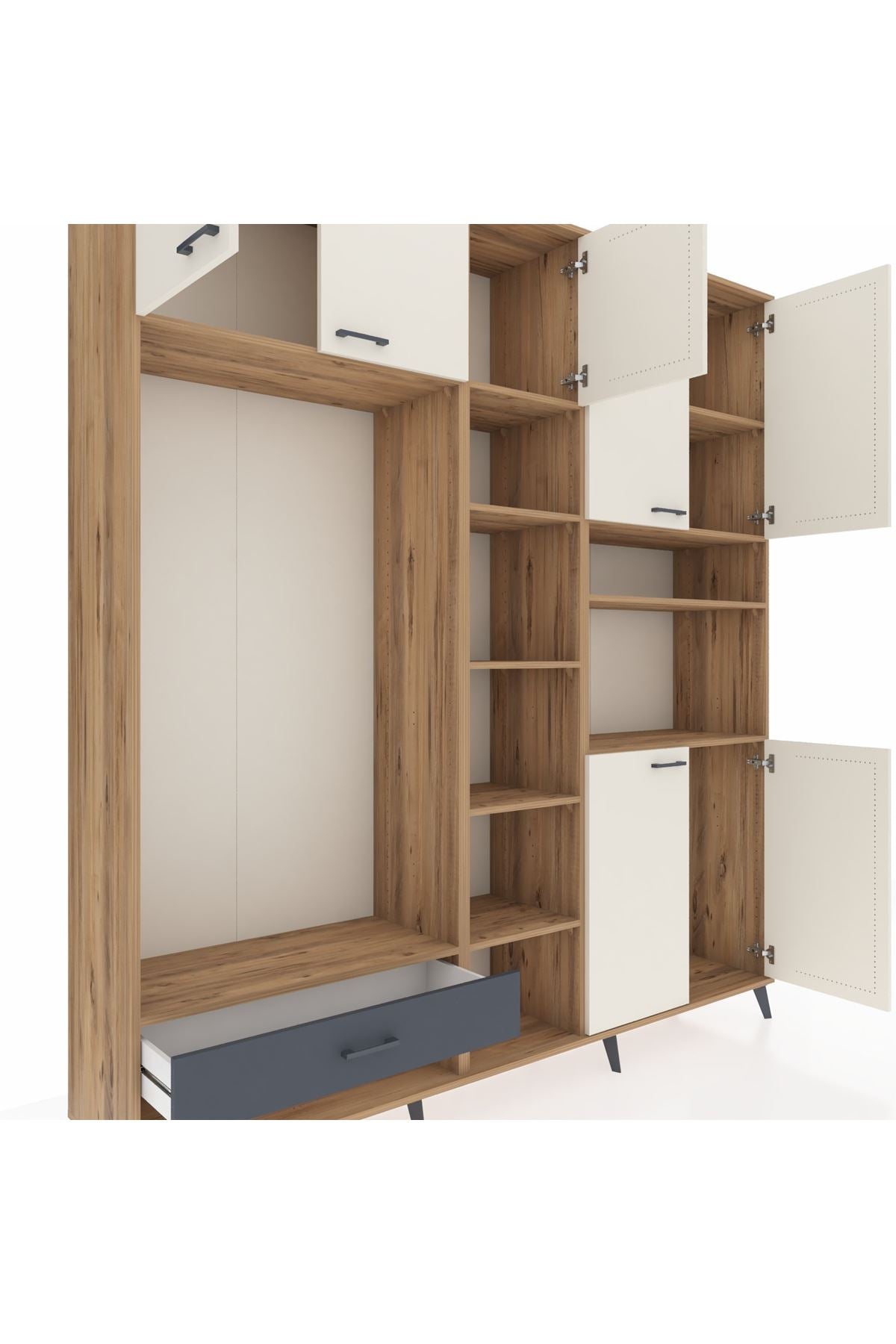 Hyperion Dolap 11 Raflı Tek Çekmeceli 7 Kapaklı 220x44x243 - S553M069V23B