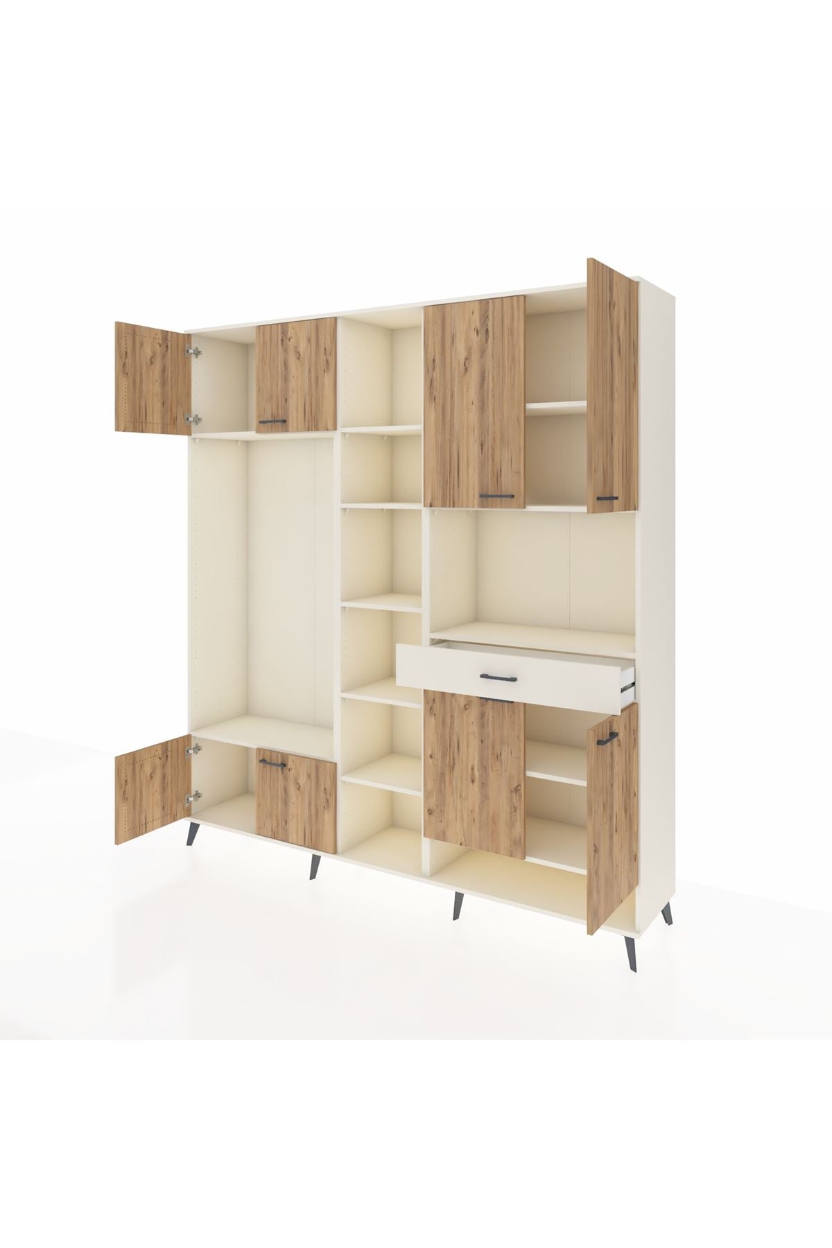 Hyperion Dolap 12 Raflı Tek Çekmeceli 8 Kapaklı 220x44x243 Aytaşı-Çam/Aytaşı