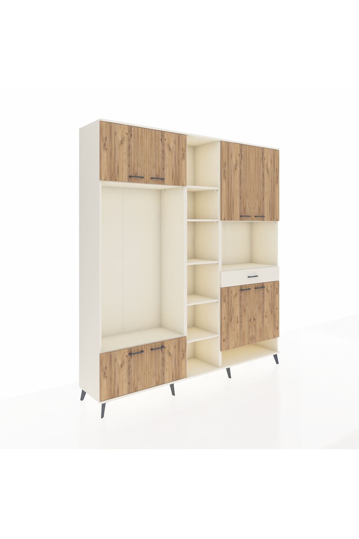 Hyperion Dolap 12 Raflı Tek Çekmeceli 8 Kapaklı 220x44x243 Aytaşı-Çam/Aytaşı