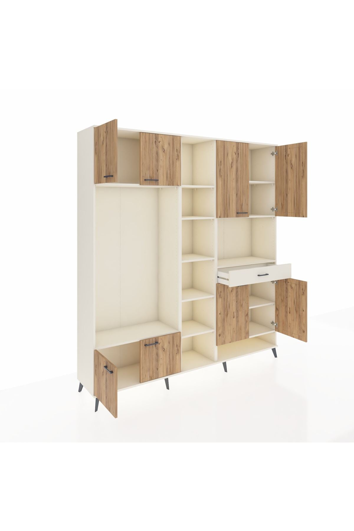 Hyperion Dolap 12 Raflı Tek Çekmeceli 8 Kapaklı 220x44x243 Aytaşı-Çam/Aytaşı