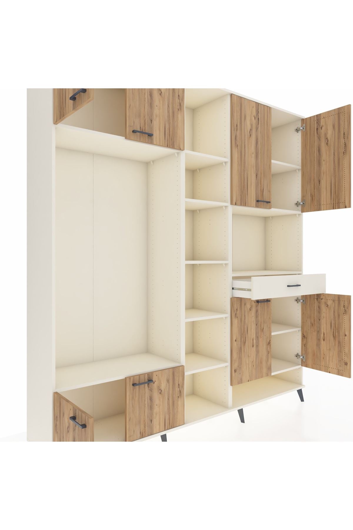 Hyperion Dolap 12 Raflı Tek Çekmeceli 8 Kapaklı 220x44x243 Aytaşı-Çam/Aytaşı