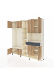 Hyperion Dolap 12 Raflı Tek Çekmeceli 8 Kapaklı 220x44x243 Aytaşı-Çam/Antrasit