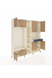 Hyperion Dolap 12 Raflı Tek Çekmeceli 8 Kapaklı 220x44x243 Aytaşı-Çam/Antrasit