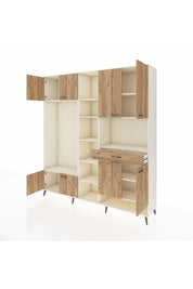 Hyperion Dolap 12 Raflı Tek Çekmeceli 8 Kapaklı 220x44x243 Aytaşı-Çam/Çam