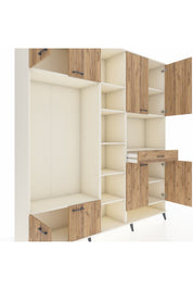 Hyperion Dolap 12 Raflı Tek Çekmeceli 8 Kapaklı 220x44x243 Aytaşı-Çam/Çam