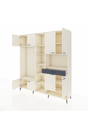 Hyperion Dolap 12 Raflı Tek Çekmeceli 8 Kapaklı 220x44x243 Aytaşı-Aytaşı/Antrasit