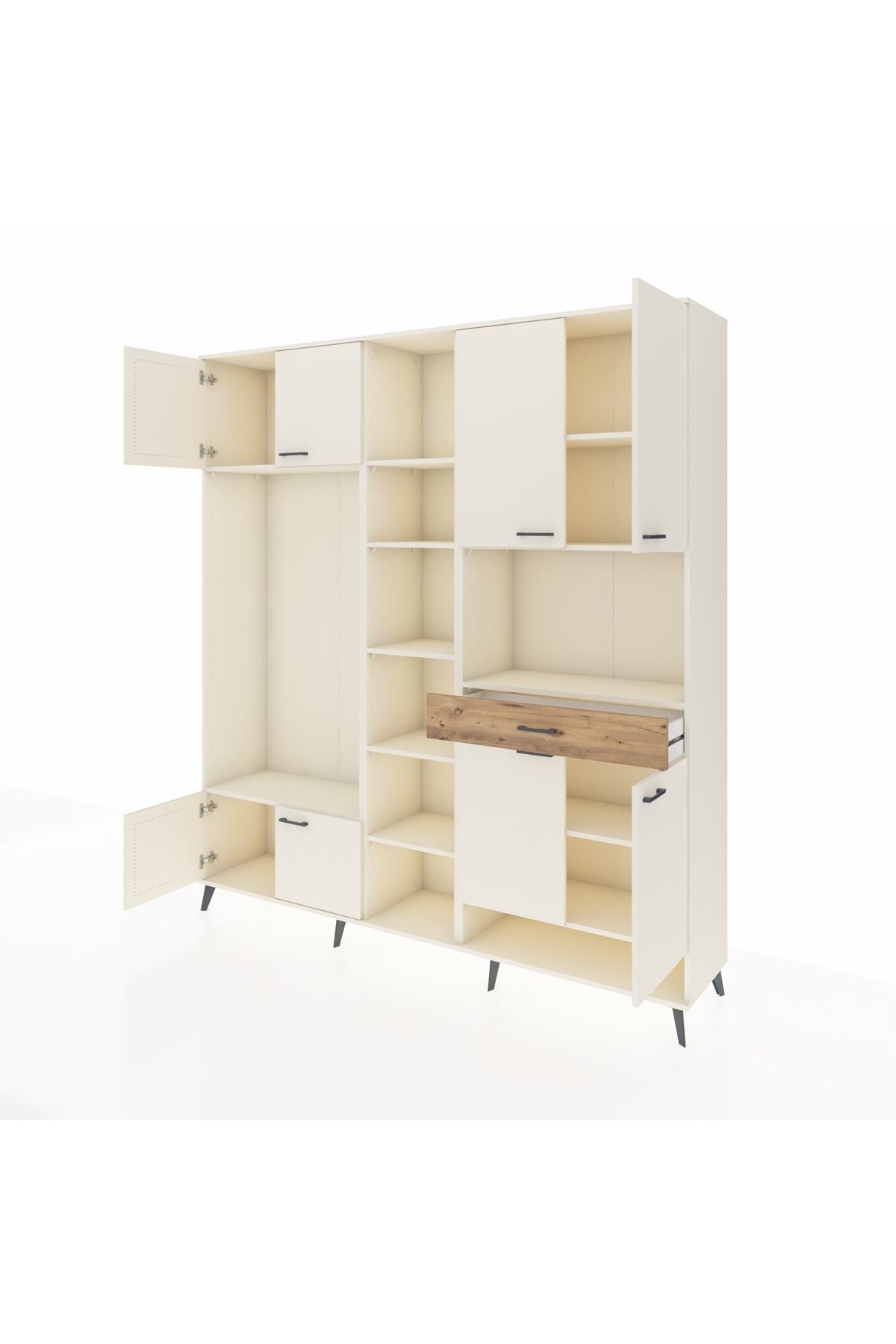 Hyperion Dolap 12 Raflı Tek Çekmeceli 8 Kapaklı 220x44x243 Aytaşı-Aytaşı/Çam