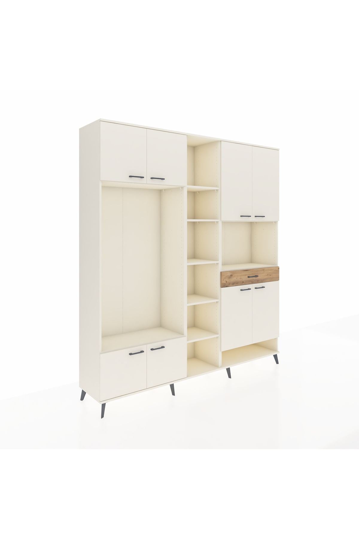 Hyperion Dolap 12 Raflı Tek Çekmeceli 8 Kapaklı 220x44x243 Aytaşı-Aytaşı/Çam