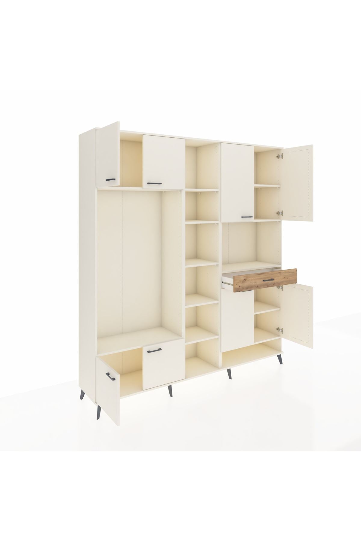 Hyperion Dolap 12 Raflı Tek Çekmeceli 8 Kapaklı 220x44x243 Aytaşı-Aytaşı/Çam