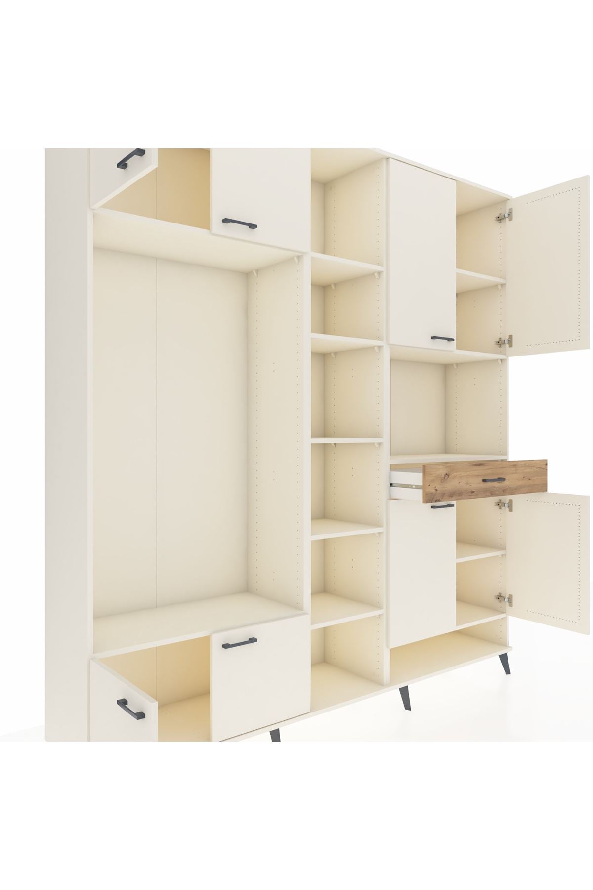 Hyperion Dolap 12 Raflı Tek Çekmeceli 8 Kapaklı 220x44x243 Aytaşı-Aytaşı/Çam