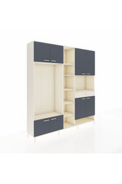 Hyperion Dolap 12 Raflı Tek Çekmeceli 8 Kapaklı 220x44x243 Aytaşı-Antrasit/Aytaşı