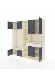 Hyperion Dolap 12 Raflı Tek Çekmeceli 8 Kapaklı 220x44x243 Aytaşı-Antrasit/Aytaşı