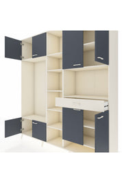 Hyperion Dolap 12 Raflı Tek Çekmeceli 8 Kapaklı 220x44x243 Aytaşı-Antrasit/Aytaşı