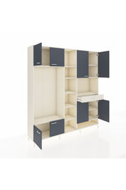 Hyperion Dolap 12 Raflı Tek Çekmeceli 8 Kapaklı 220x44x243 Aytaşı-Antrasit/Aytaşı