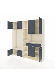 Hyperion Dolap 12 Raflı Tek Çekmeceli 8 Kapaklı 220x44x243 Aytaşı-Antrasit/Antrasit