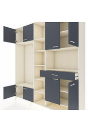 Hyperion Dolap 12 Raflı Tek Çekmeceli 8 Kapaklı 220x44x243 Aytaşı-Antrasit/Antrasit