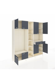 Hyperion Dolap 12 Raflı Tek Çekmeceli 8 Kapaklı 220x44x243 Aytaşı-Antrasit/Antrasit