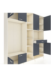 Hyperion Dolap 12 Raflı Tek Çekmeceli 8 Kapaklı 220x44x243 Aytaşı-Antrasit/Antrasit