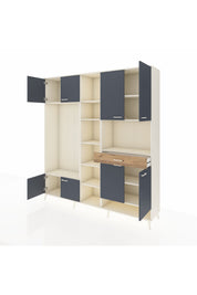 Hyperion Dolap 12 Raflı Tek Çekmeceli 8 Kapaklı 220x44x243 Aytaşı-Antrasit/Çam