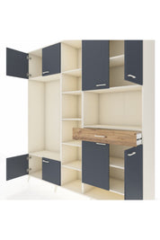 Hyperion Dolap 12 Raflı Tek Çekmeceli 8 Kapaklı 220x44x243 Aytaşı-Antrasit/Çam