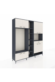 Hyperion Dolap 12 Raflı Tek Çekmeceli 8 Kapaklı 220x44x243 Antrasit-Aytaşı/Aytaşı