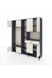 Hyperion Dolap 12 Raflı Tek Çekmeceli 8 Kapaklı 220x44x243 Antrasit-Aytaşı/Aytaşı