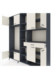 Hyperion Dolap 12 Raflı Tek Çekmeceli 8 Kapaklı 220x44x243 Antrasit-Aytaşı/Aytaşı