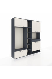 Hyperion Dolap 12 Raflı Tek Çekmeceli 8 Kapaklı 220x44x243 Antrasit-Aytaşı/Antrasit