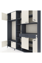 Hyperion Dolap 12 Raflı Tek Çekmeceli 8 Kapaklı 220x44x243 Antrasit-Aytaşı/Antrasit