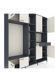 Hyperion Dolap 12 Raflı Tek Çekmeceli 8 Kapaklı 220x44x243 Antrasit-Aytaşı/Antrasit