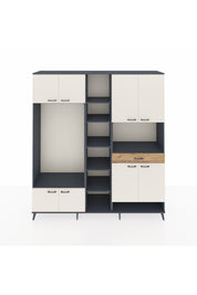 Hyperion Dolap 12 Raflı Tek Çekmeceli 8 Kapaklı 220x44x243 Antrasit-Aytaşı/Çam