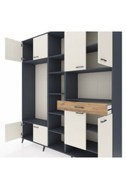 Hyperion Dolap 12 Raflı Tek Çekmeceli 8 Kapaklı 220x44x243 Antrasit-Aytaşı/Çam