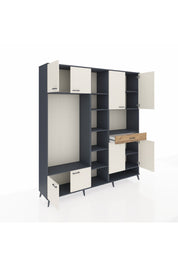 Hyperion Dolap 12 Raflı Tek Çekmeceli 8 Kapaklı 220x44x243 Antrasit-Aytaşı/Çam