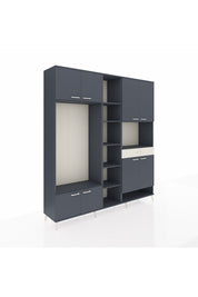 Hyperion Dolap 12 Raflı Tek Çekmeceli 8 Kapaklı 220x44x243 Antrasit-Antrasit/Aytaşı