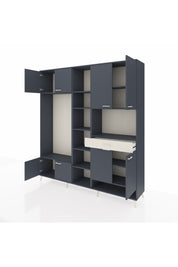 Hyperion Dolap 12 Raflı Tek Çekmeceli 8 Kapaklı 220x44x243 Antrasit-Antrasit/Aytaşı