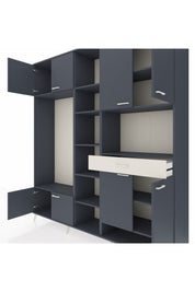 Hyperion Dolap 12 Raflı Tek Çekmeceli 8 Kapaklı 220x44x243 Antrasit-Antrasit/Aytaşı