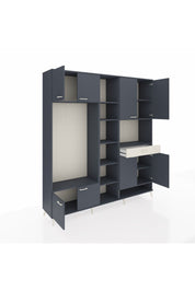 Hyperion Dolap 12 Raflı Tek Çekmeceli 8 Kapaklı 220x44x243 Antrasit-Antrasit/Aytaşı