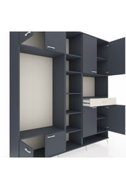 Hyperion Dolap 12 Raflı Tek Çekmeceli 8 Kapaklı 220x44x243 Antrasit-Antrasit/Aytaşı