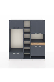 Hyperion Dolap 12 Raflı Tek Çekmeceli 8 Kapaklı 220x44x243 Antrasit-Antrasit/Çam