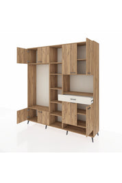 Hyperion Dolap 12 Raflı Tek Çekmeceli 8 Kapaklı 220x44x243 Çam-Çam/Aytaşı