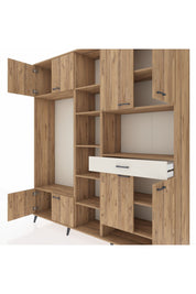 Hyperion Dolap 12 Raflı Tek Çekmeceli 8 Kapaklı 220x44x243 Çam-Çam/Aytaşı