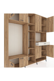 Hyperion Dolap 12 Raflı Tek Çekmeceli 8 Kapaklı 220x44x243 Çam-Çam/Aytaşı